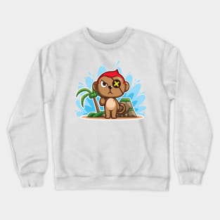 Cartoon Monkey Pirate on Treasure Island Crewneck Sweatshirt